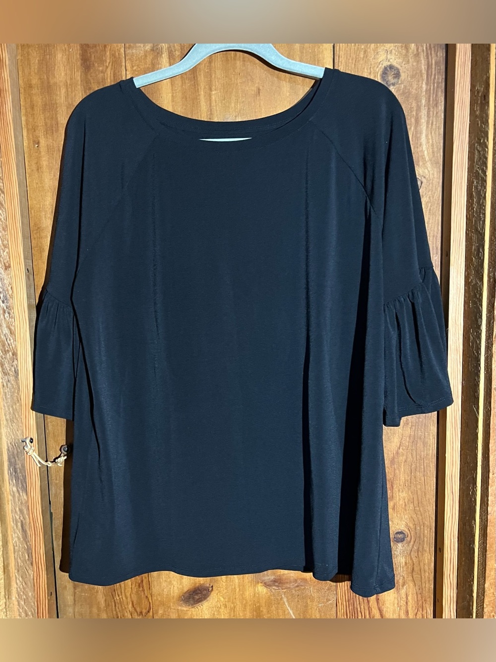 Worthington Black Ruffle-Sleeve Tunic Top